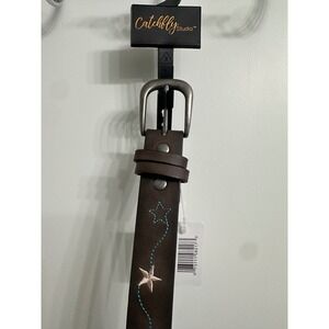 Catchfly Studio‎ Kids Brown Star Embroidered Faux Leather Belt